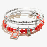 Daisy + Pineapple Jasper Duo Charm Bangle, Set of 3