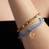 Horseshoe Charm Bangle Bracelet, Sky Blue