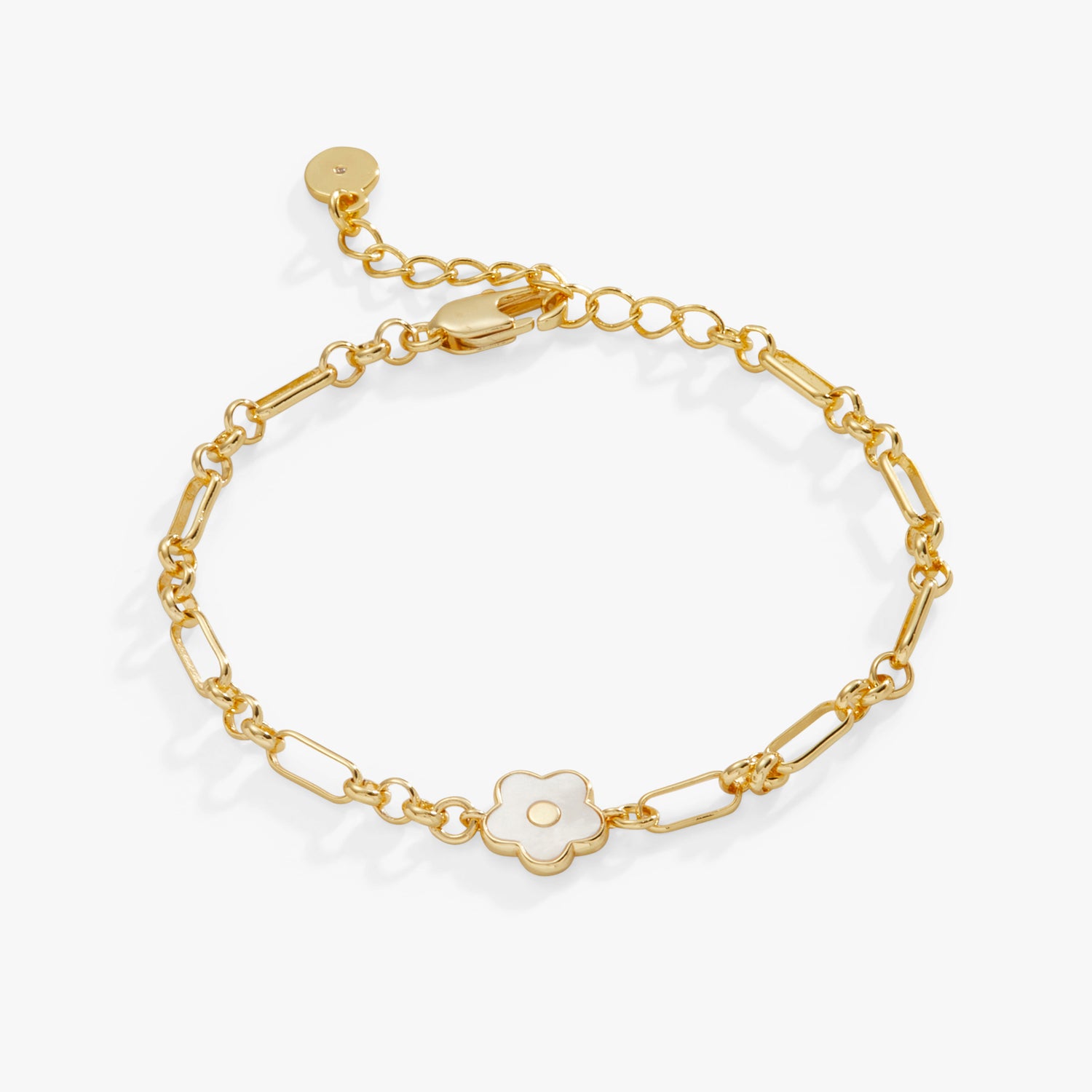 Mother Of Pearl Daisy Charm Chain Bracelet | ALEX AND ANI