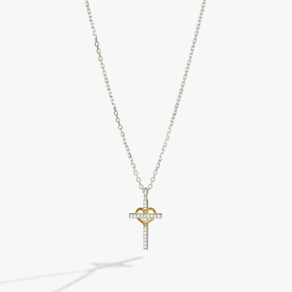 Alexia Double Sided Saint Cross Gold and Silver Necklace Pendant