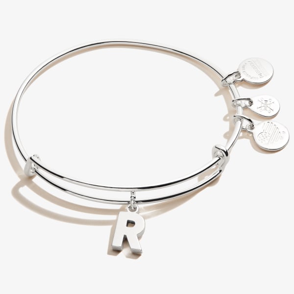 Alex and Ani Initial R Charm Bangle Bracelet in Shiny Silver